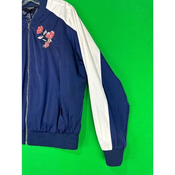 Torrid Embroidered Track Jacket Women's 0 Large Blue / White Floral - Picture 5 of 16